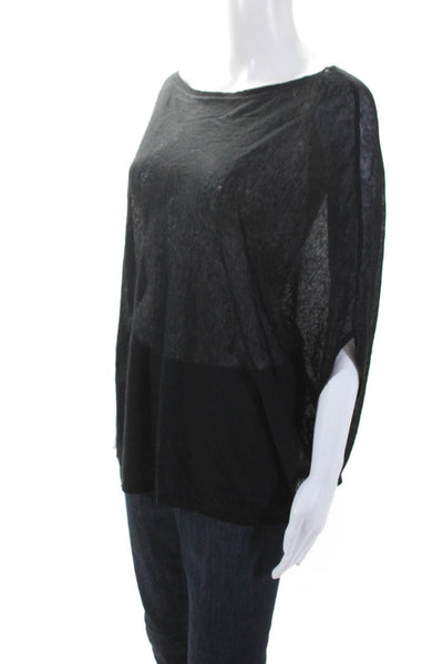 Snobby Sheep Womens Black Crew Neck Short Sleeve Oversized Blouse Top Size M