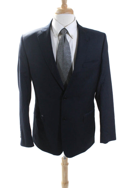 Black Saks Fifth Avenue Mens Wool Slim Fit Double Vented Blazer Blue Size 42R