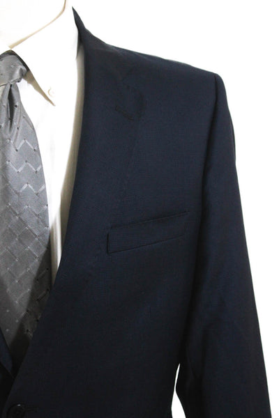 Black Saks Fifth Avenue Mens Wool Slim Fit Double Vented Blazer Blue Size 42R