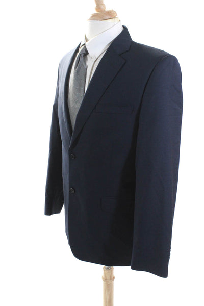 Black Saks Fifth Avenue Mens Wool Slim Fit Double Vented Blazer Blue Size 42R