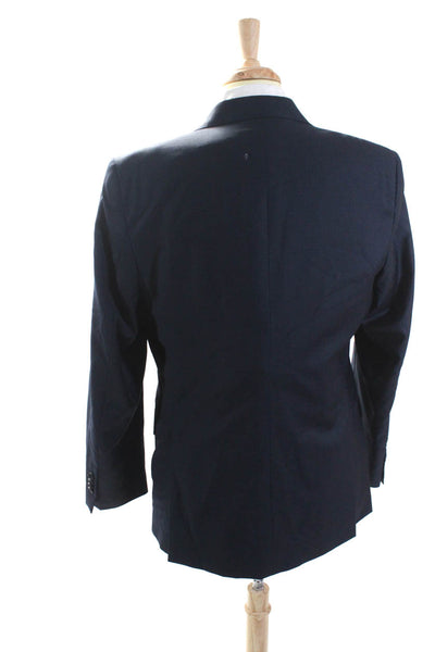 Black Saks Fifth Avenue Mens Wool Slim Fit Double Vented Blazer Blue Size 42R