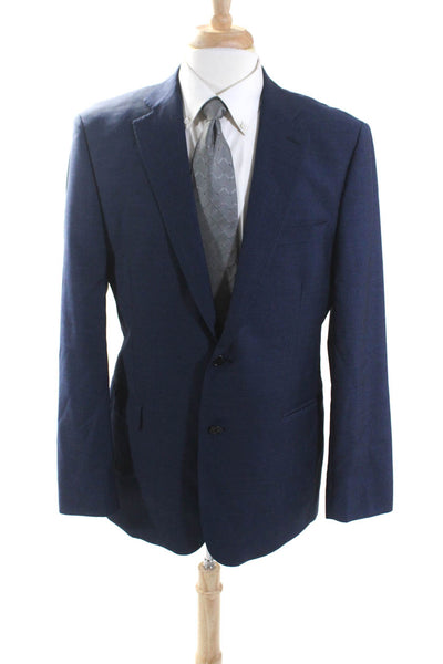 Black Saks Fifth Avenue Mens Wool Classic Fit Two Button Blazer Blue Size 42R