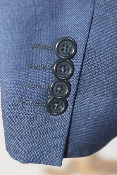 Black Saks Fifth Avenue Mens Wool Classic Fit Two Button Blazer Blue Size 42R