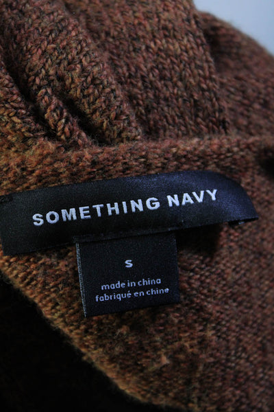Something Navy Womens Oversized V Neck Sweatshirt Brown Cotton Size Small