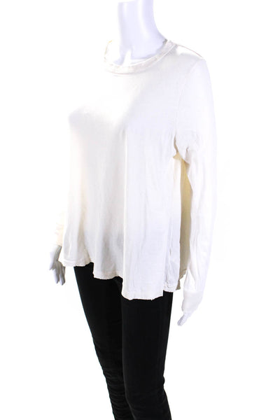 The Great Womens Long Sleeve Scoop Neck Tee Shirt White Cotton Size 1