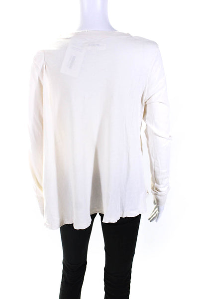 The Great Womens Long Sleeve Scoop Neck Tee Shirt White Cotton Size 1