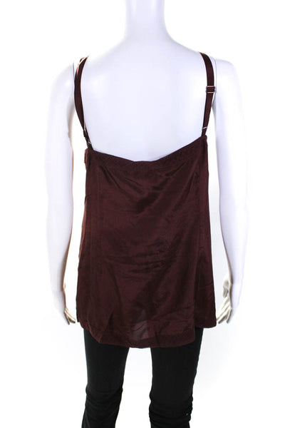 Eileen Fisher Womens Lace Trim Square Neck Silk Tank Top Brown Size 1X