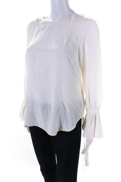 Frame Womens Silk Long Bow Sleeves Blouse White Size Extra Small