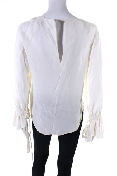 Frame Womens Silk Long Bow Sleeves Blouse White Size Extra Small