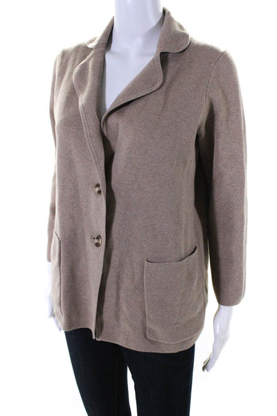 J Crew Women's Collared Long Sleeves Pockets Cardigan Sweater Beige Size PS