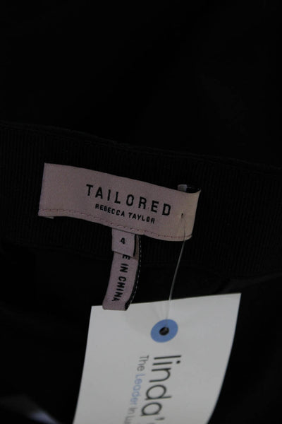 Tailored Womens Black Cotton High Rise Straight Leg Dress Pants Size 4