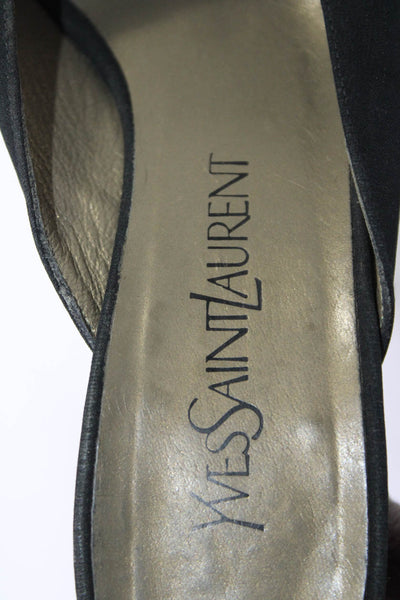 Yves Saint Laurent Womens Open Toe Mid Heel Slip On Sandals Black Size 7US