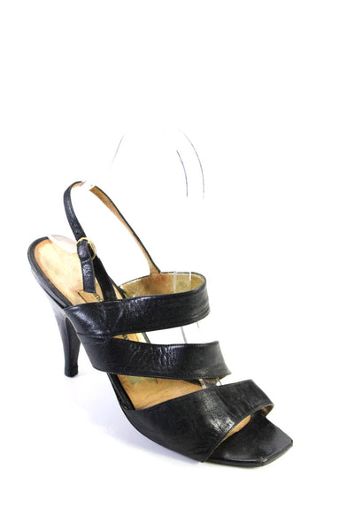 Manolo Blahnik Womens Open Toe Caged Strappy Spool Heel Sandals Black Size 7US