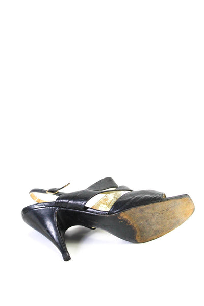 Andrea Carrano Womens Leather Open Toe Strappy Sandals Black Size 6.5US 36.5EU