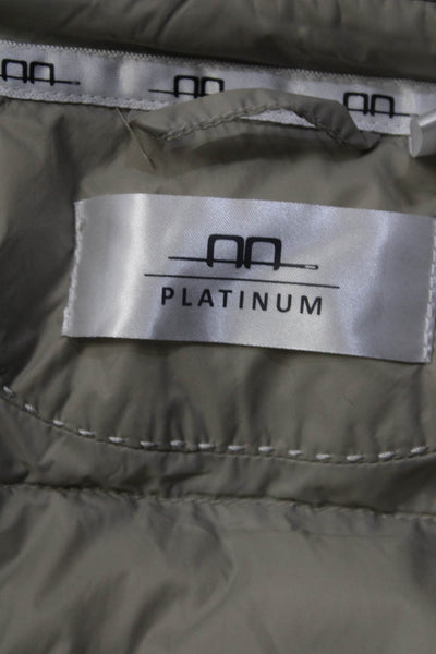 NN Platinum Women's Collared Long Sleeves Puffer Full Zip Coat Beige Size 4