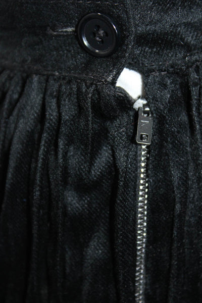 Krizia Womens Velvet Side Zipped Pleated Midi A-Line Skirt Black Size EUR40