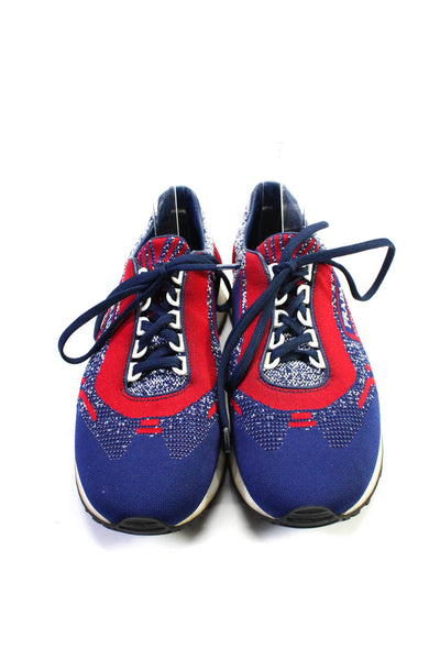 Prada Womens Blue Red Printed Lace Up Low Top Athletic Sneakers Shoes Size 6.5