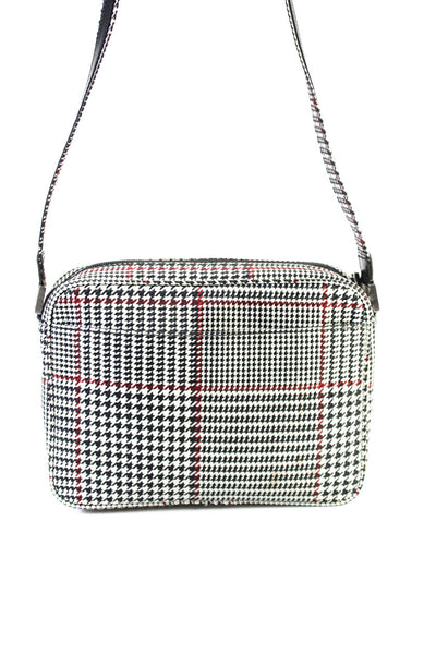 Lauren Ralph Lauren Womens White/Black Houndstooth Zip Shoulder Bag Handbag