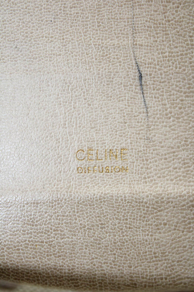 Celine Womens Light Brown Leather Printed Flap Small Clutch Bag Handbag