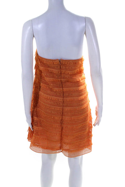 Letueke Women's Square Neck Tassel Fringe A-Line Mini Dress Orange Size L