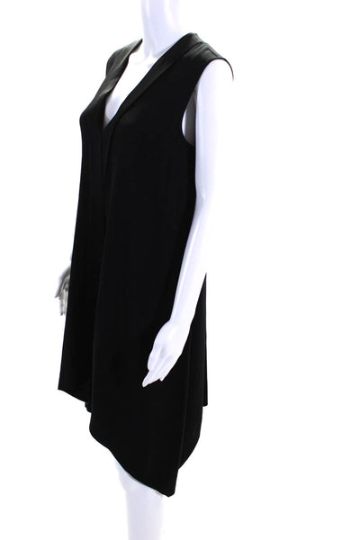 BCBGMAXAZRIA Womens V-Neck Sleeveless Draped Asymmetrical Hem Dress Black Size S