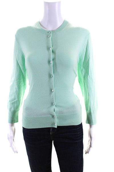 J Crew Womens Cotton Button Round Neck Sleeveless Top Sweater Set Green Size M L