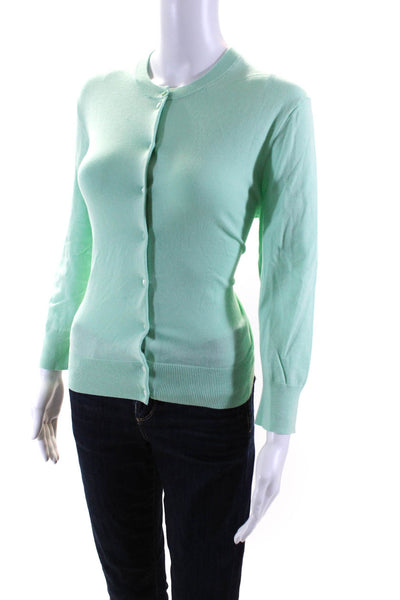 J Crew Womens Cotton Button Round Neck Sleeveless Top Sweater Set Green Size M L