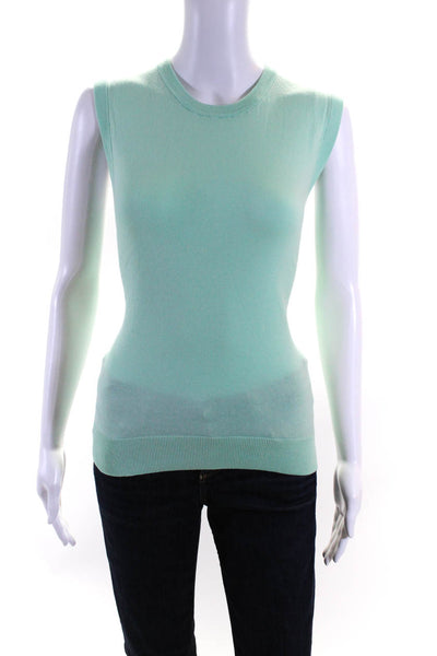 J Crew Womens Cotton Button Round Neck Sleeveless Top Sweater Set Green Size M L