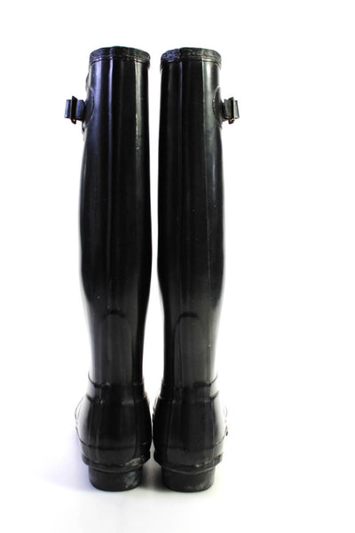Hunter Womens Rubber Round Toe Slip-On Textured Knee-High Rainboots Black Size 7