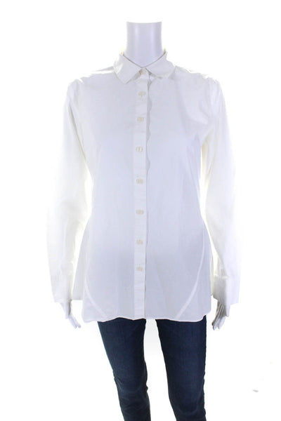 Derek Lam 10 Crosby Womens Button Front Collared Shirt White Cotton Size Small