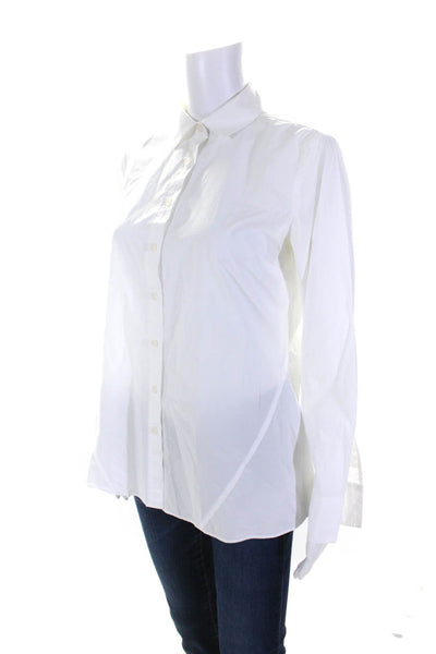 Derek Lam 10 Crosby Womens Button Front Collared Shirt White Cotton Size Small