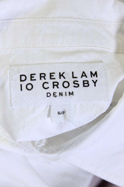 Derek Lam 10 Crosby Womens Button Front Collared Shirt White Cotton Size Small