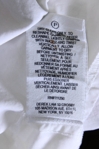 Derek Lam 10 Crosby Womens Button Front Collared Shirt White Cotton Size Small