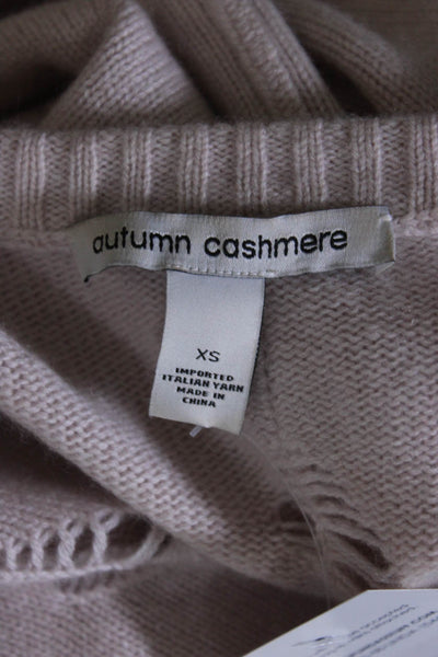 Autumn Cashmere Womens Pullover Distressed Round Neck Sweater Pink Size XS