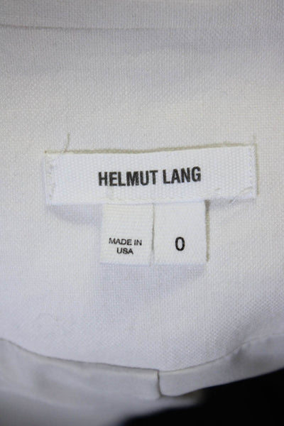 Helmut Lang Womens Single Button Deep V Neck Blazer Jacket White Navy Size 0