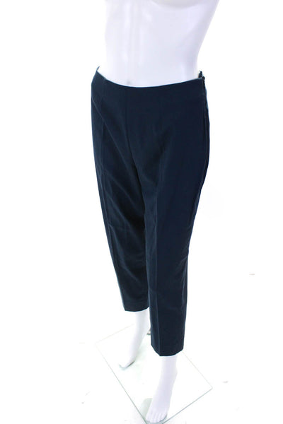 Piazza Sempione Womens Side Zip High Rise Pleated Trouser Pants Navy Size IT 42