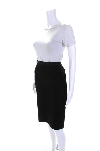 White + Warren Womens Elastic Waistband Knee Length Pencil Skirt Black Large