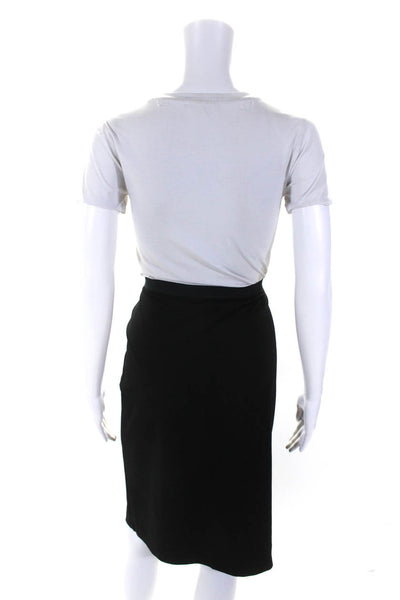 White + Warren Womens Elastic Waistband Knee Length Pencil Skirt Black Large