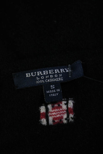 Burberry London Women's V-Neck Long Sleeves Cashmere Sweater Black Size S