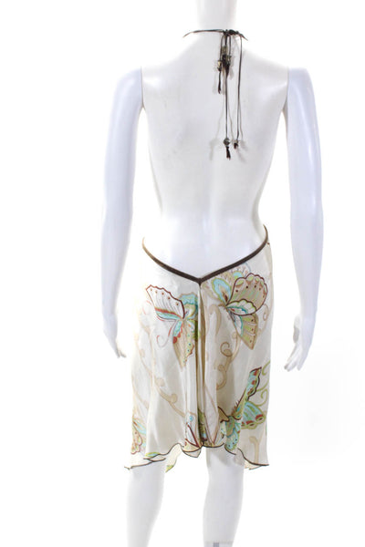 Kasia De Gelaque Womens Cream Butterfly Print V-Neck Sleeveless Mini Dress SizeS