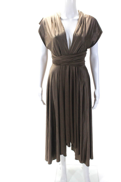 Butter By Nadia Womens Brown V-Neck Sleeveless Wrap Shift Dress Size XS
