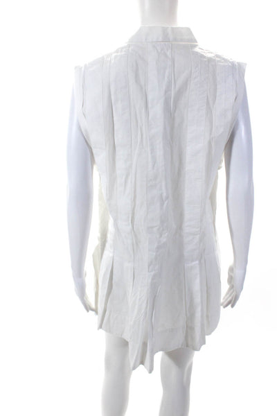 Free People Womens Sleeveless Collared V Neck Mini Shirt Dress White Size Small