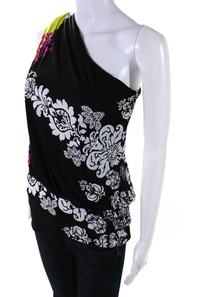 Analili Women's Sleeveless One Shoulder Drop Waist Floral Blouse Size XS