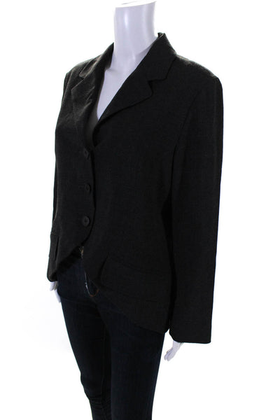 Nicole Cadine Womens Three Button Notched Lapel Blazer Jacket Gray Size 42