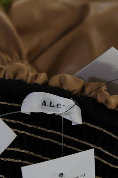 ALC Women's Smocked Peplum Faux Leather Skirt Camel Size 4