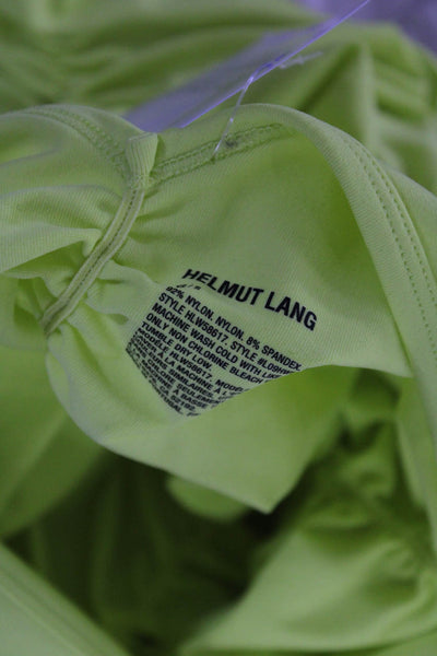 Helmut Lang Women's V-Neck Long Sleeves Cinch Blouse Neon Green Size XS/S