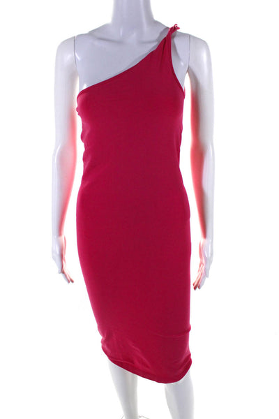 Helmut Lang Women's Sleeveless One Shoulder Bodycon Mini Dress Pink Size XS