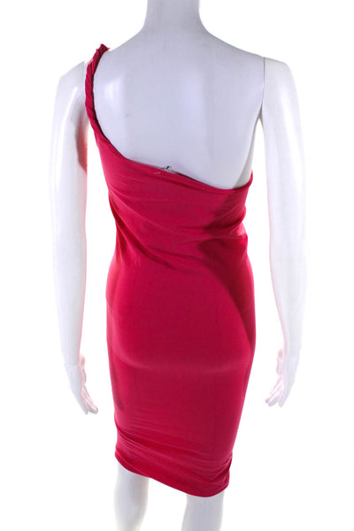 Helmut Lang Women's Sleeveless One Shoulder Bodycon Mini Dress Pink Size XS