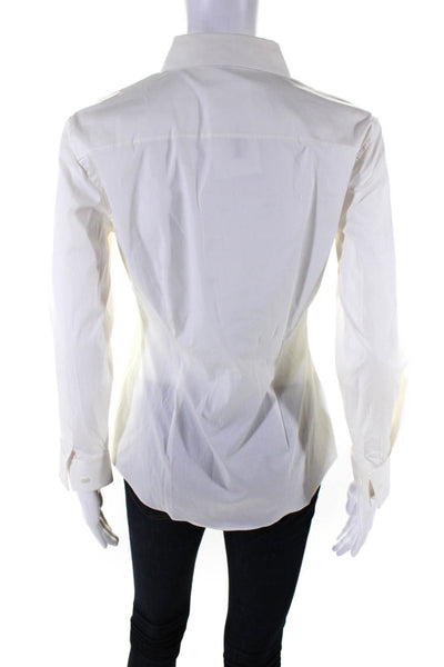 Theory Women's Collared Long Sleeves Button Down Shirt White Size P