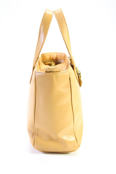 Christian Dior Womens Smooth Leather Lady Dior  Zip Top Small Tote Bag Beige Han